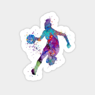 Girl Basketball Watercolor Painting Art Print Gifts Sticker